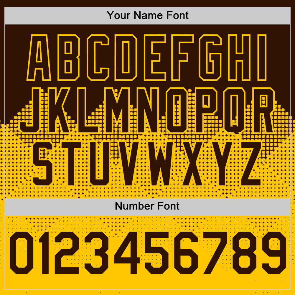 Custom Brown Gold 3D Pattern Design Gradient Square Shapes Authentic Baseball Jersey view 5