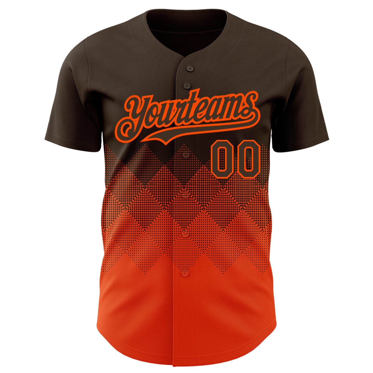 Custom Brown Orange 3D Pattern Design Gradient Square Shapes Authentic Baseball Jersey view 2