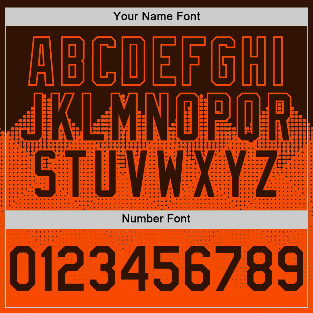 Custom Brown Orange 3D Pattern Design Gradient Square Shapes Authentic Baseball Jersey view 5