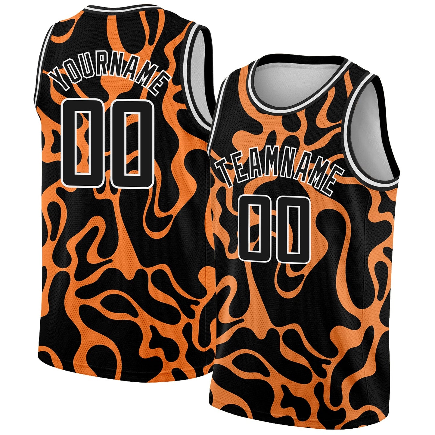 Custom Black Bay Orange-White 3D Pattern Design Tiger Prints Authentic Basketball Jersey - Main View
