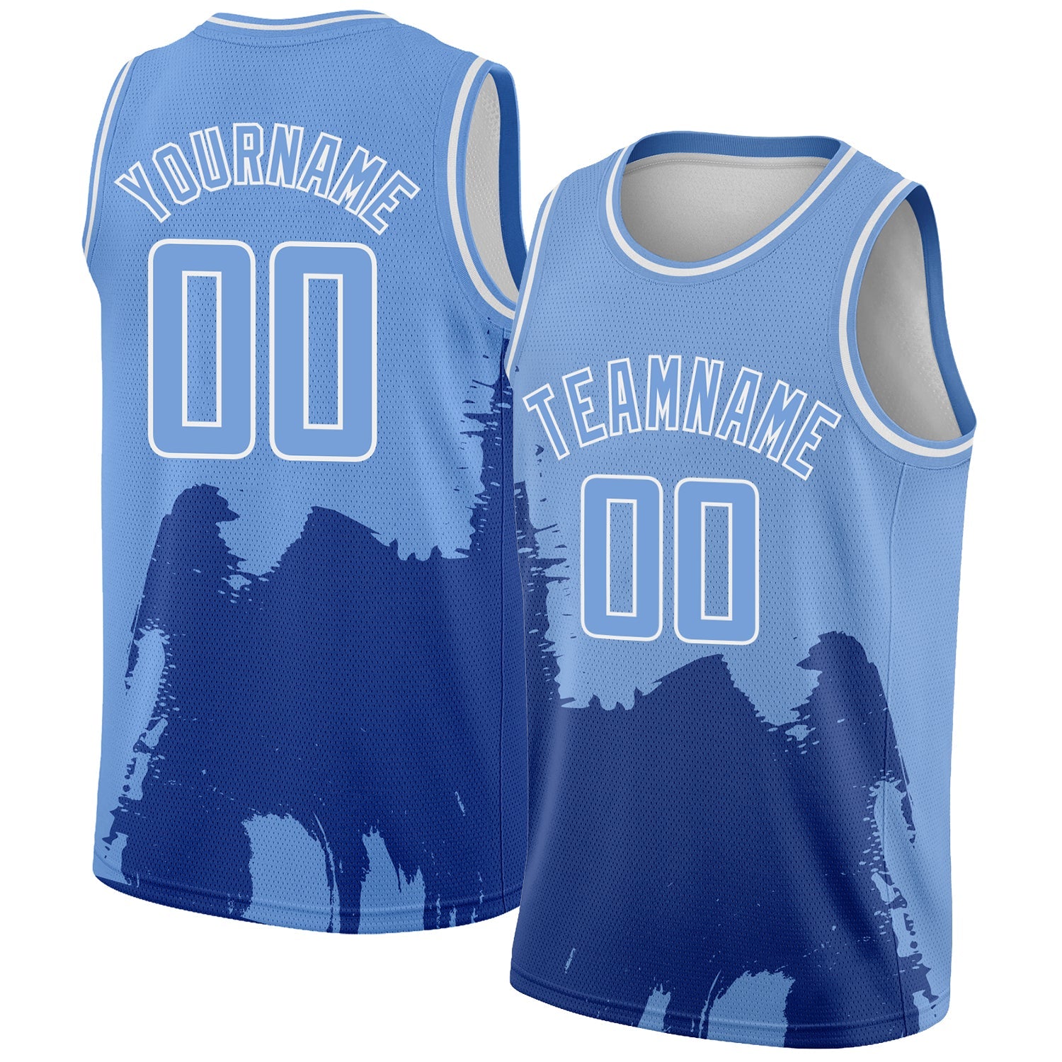 Custom Light Blue White 3D Pattern Design Abstract Grunge Halftone Art Authentic Basketball Jersey - Main View