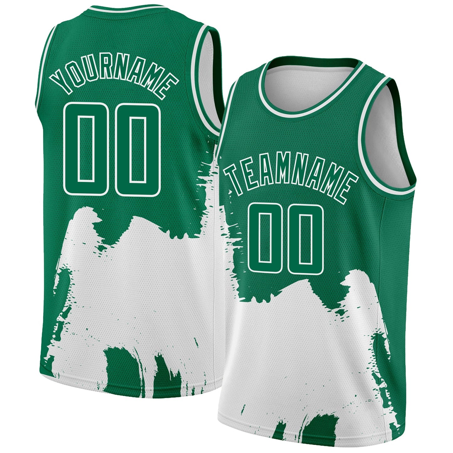 Custom Kelly Green White 3D Pattern Design Abstract Grunge Halftone Art Authentic Basketball Jersey - Main View