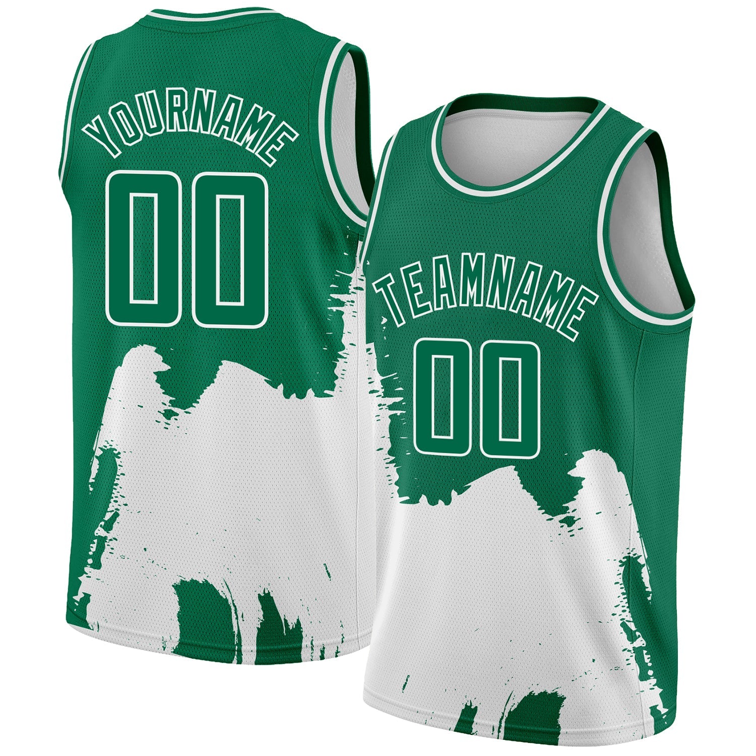 Custom Kelly Green White 3D Pattern Design Abstract Grunge Halftone Art Authentic Basketball Jersey - Main View