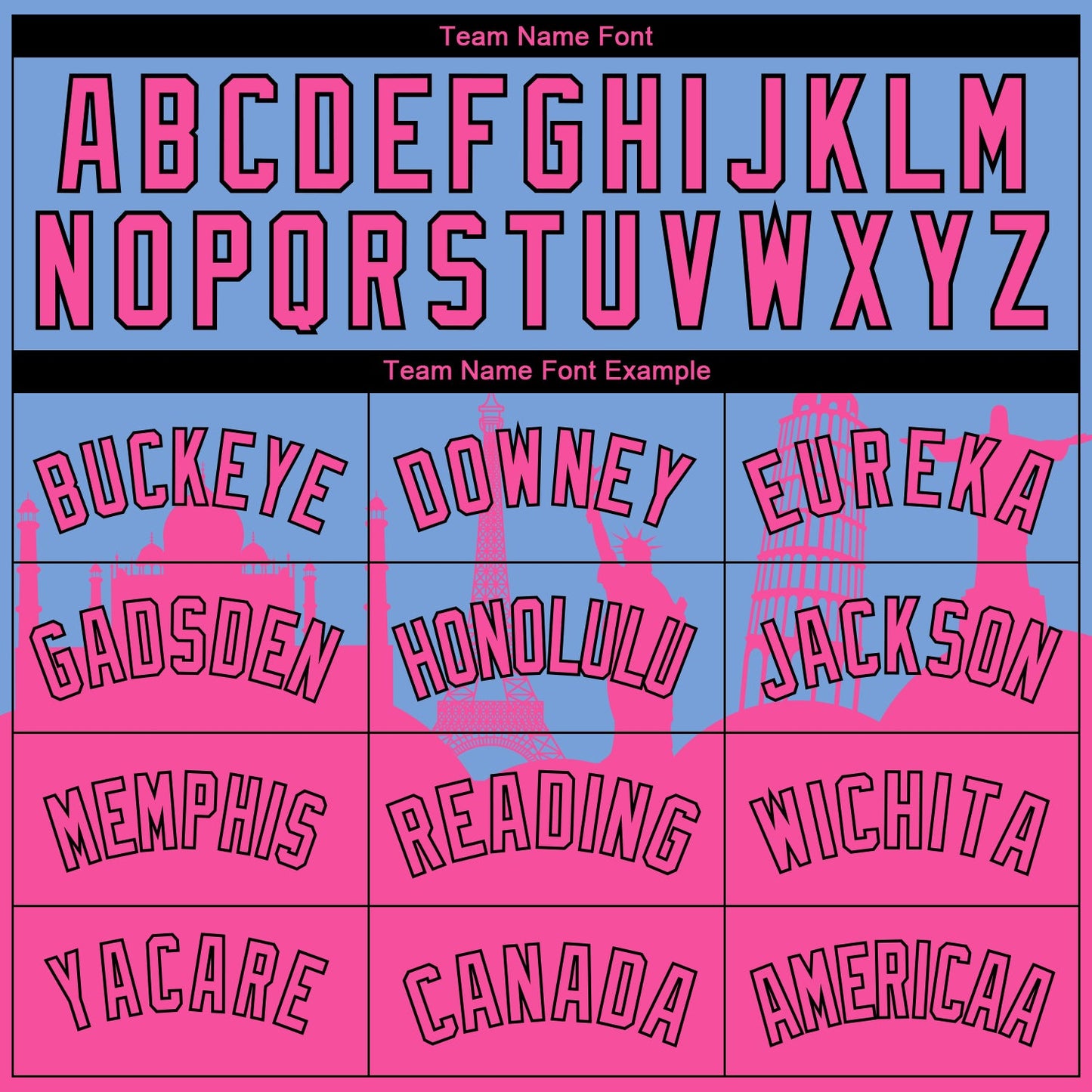 Custom Light Blue Pink-Black Holiday Travel Monuments Silhouette Authentic City Edition Basketball Jersey view 3