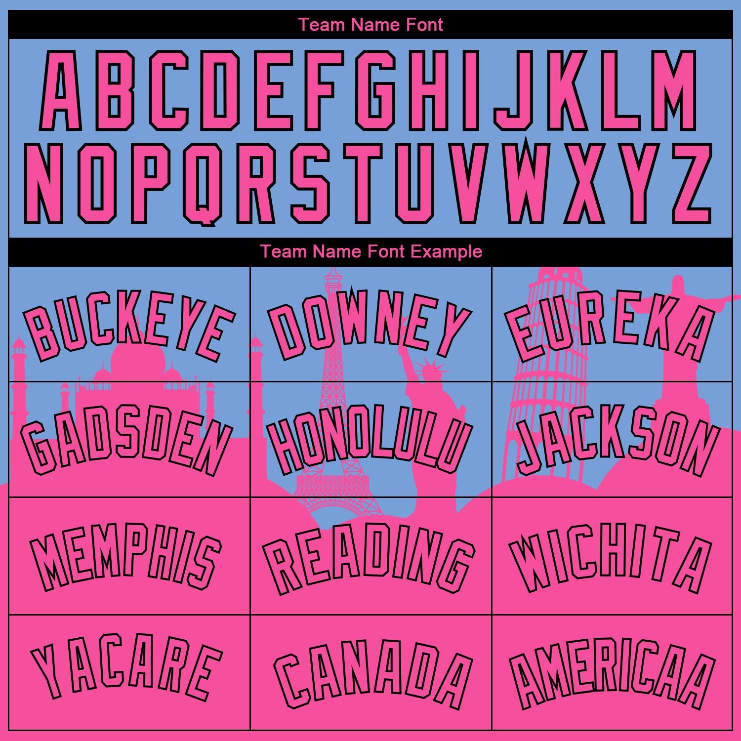 Custom Light Blue Pink-Black Holiday Travel Monuments Silhouette Authentic City Edition Basketball Jersey view 3
