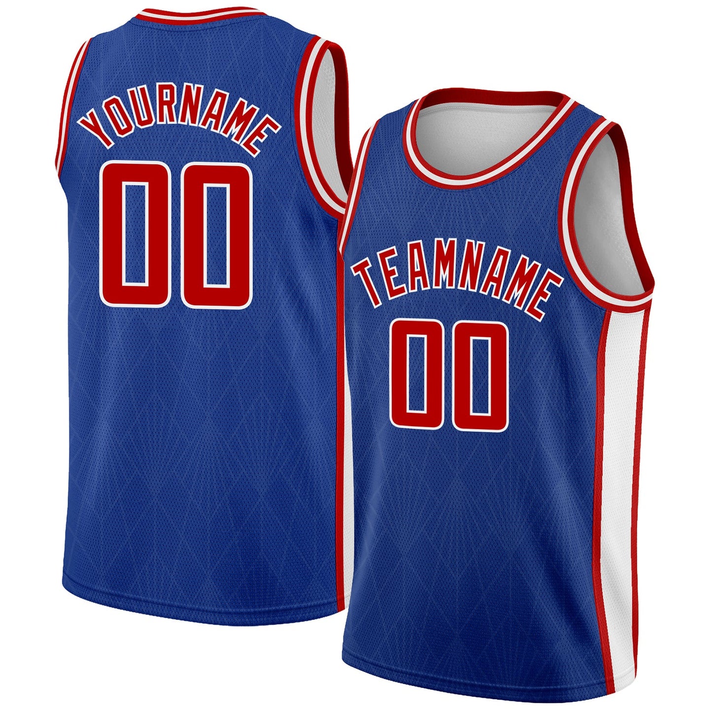 Custom Royal Red-White Geometric Shapes And Side Stripes Authentic City Edition Basketball Jersey - Main View