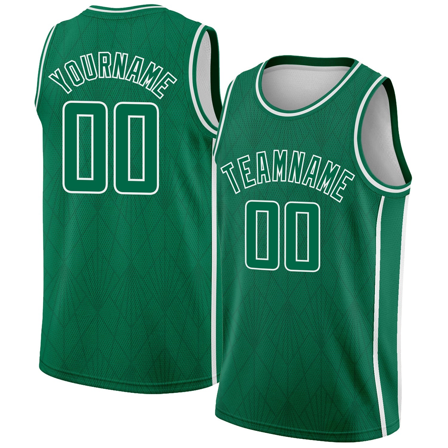 Custom Kelly Green White Geometric Shapes And Side Stripes Authentic City Edition Basketball Jersey - Main View