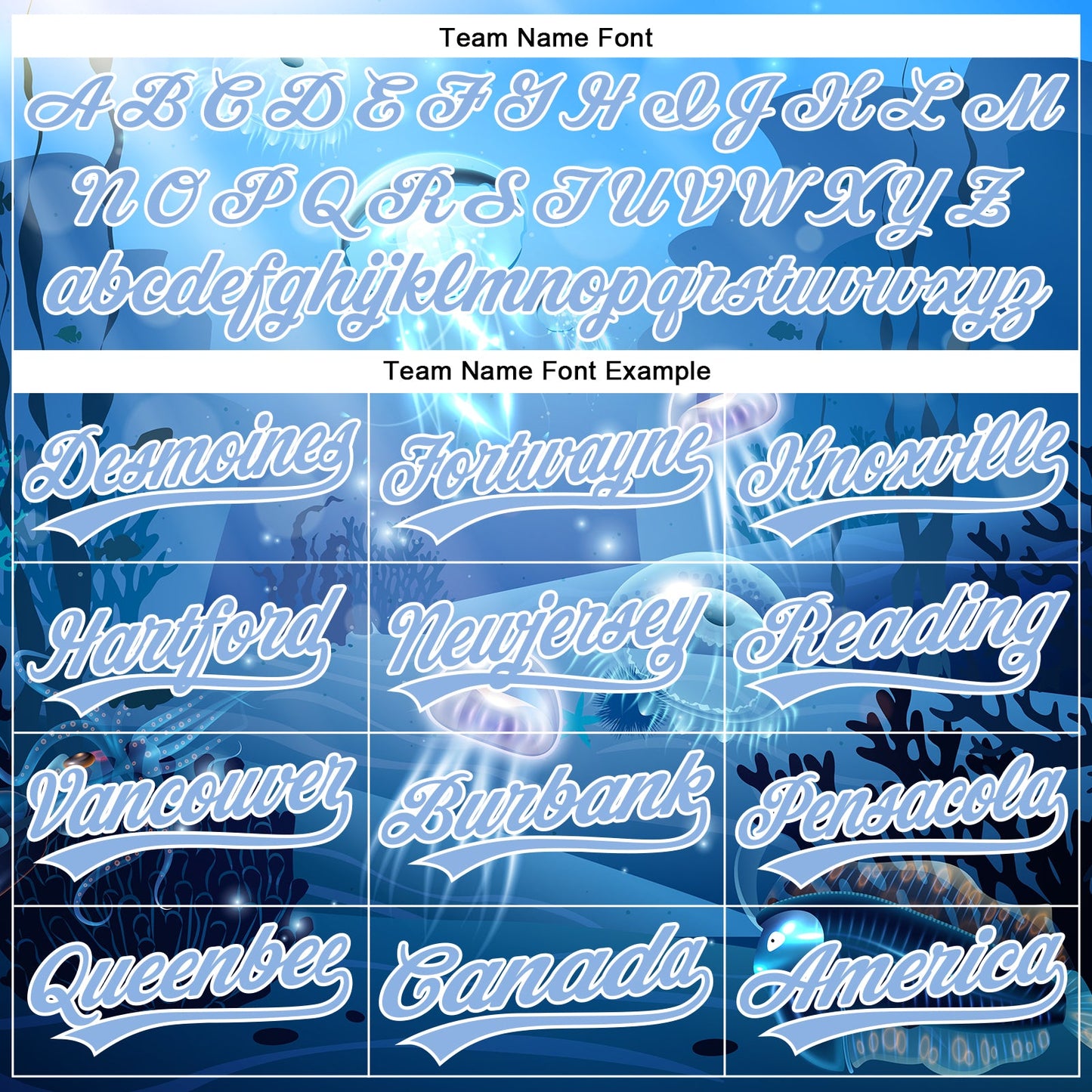 Custom Light Blue White 3D Pattern Design Jellyfish Underwater Life Authentic Baseball Jersey view 4