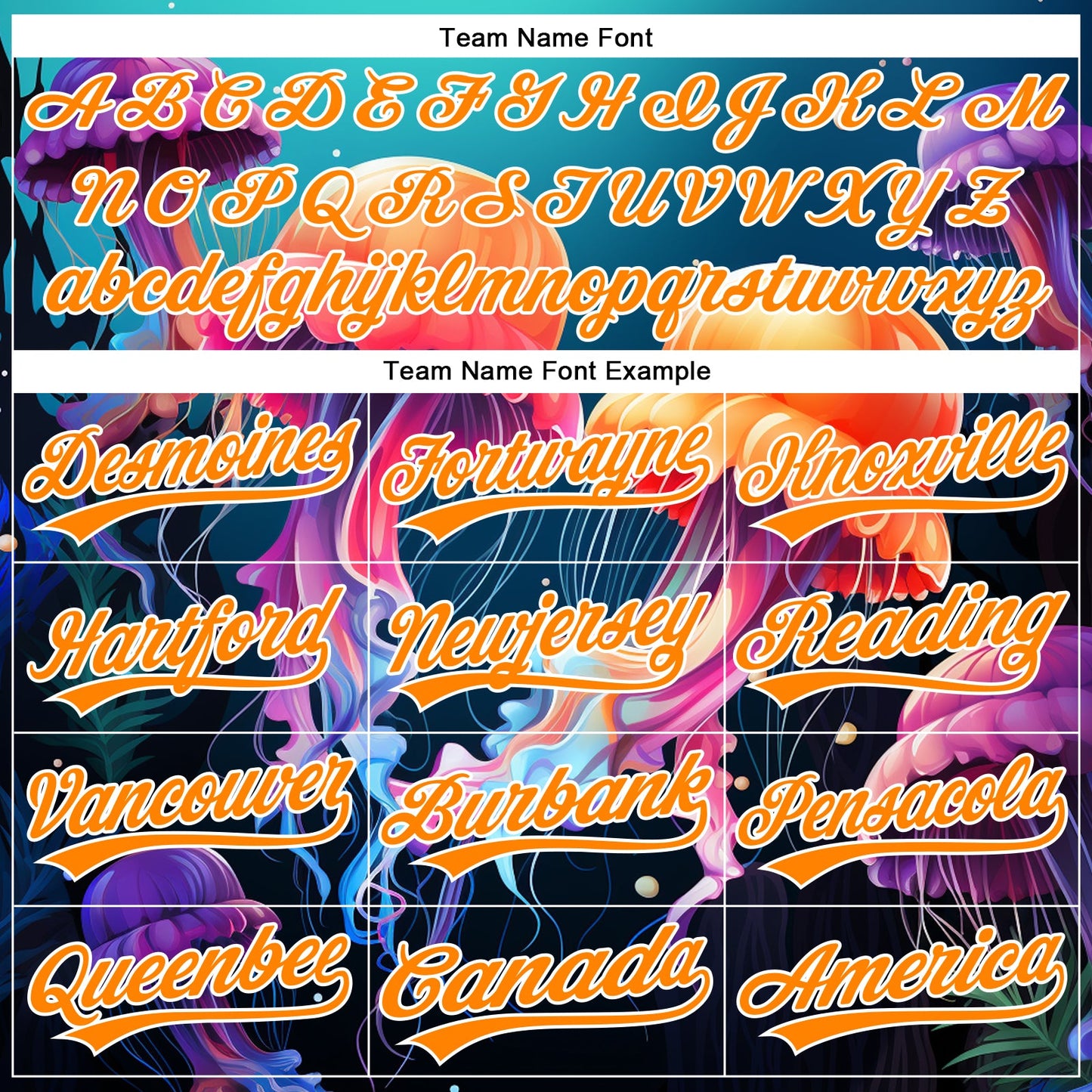 Custom Navy Bay Orange-White 3D Pattern Design Jellyfish Floating In The Ocean Authentic Baseball Jersey view 4
