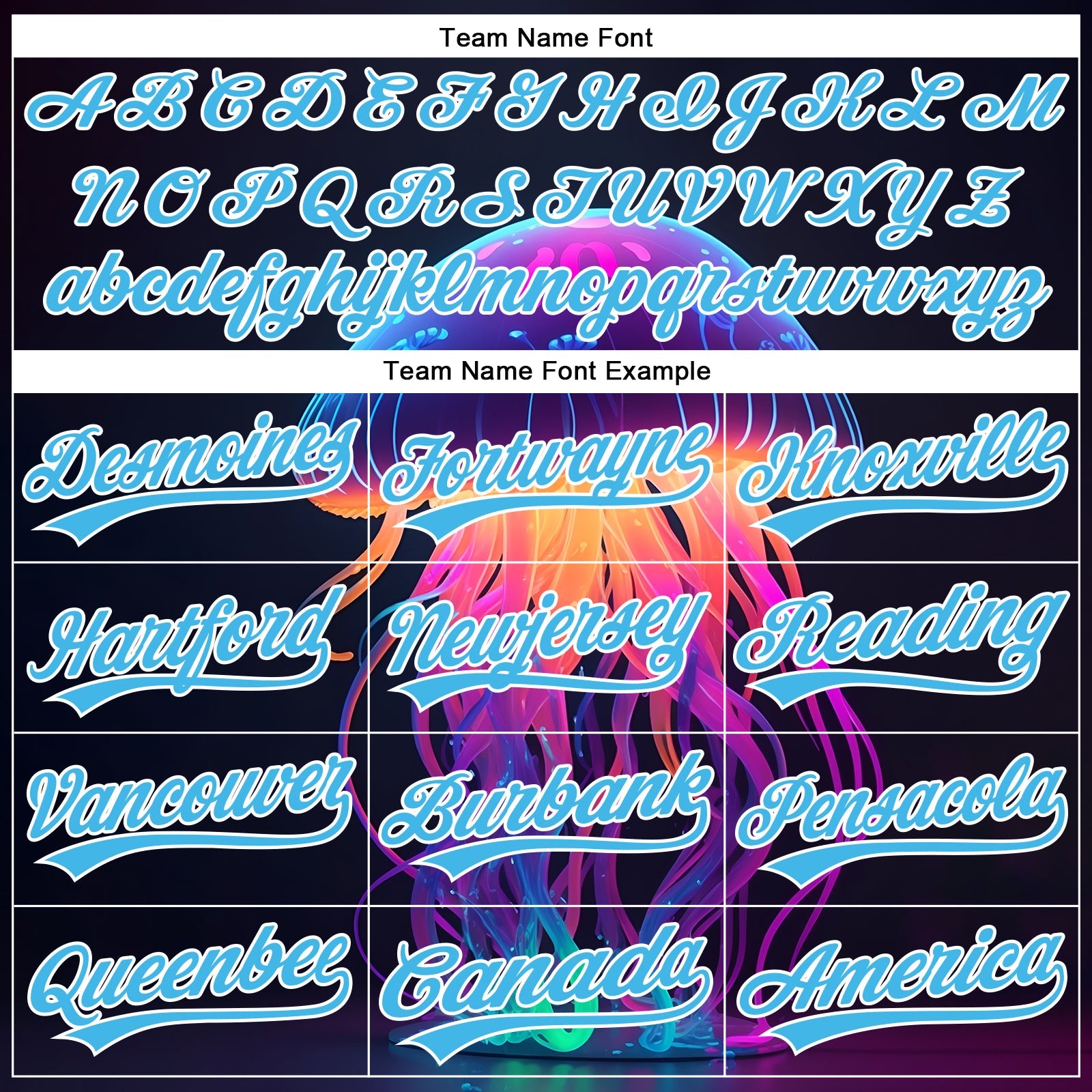 Custom Black Sky Blue-White 3D Pattern Design Neon Jellyfish Authentic Baseball Jersey view 4