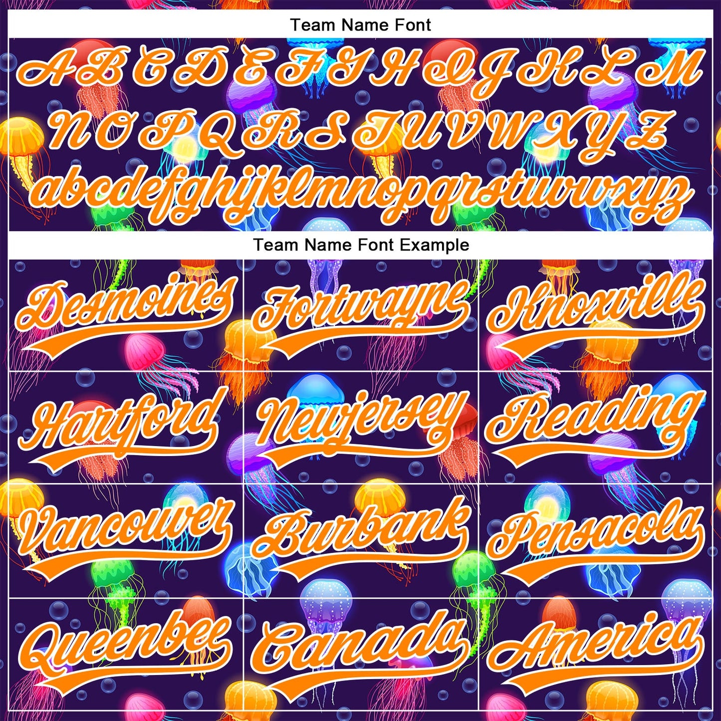 Custom Purple Bay Orange-White 3D Pattern Design Colorful Cartoon Jellyfish Authentic Baseball Jersey view 4