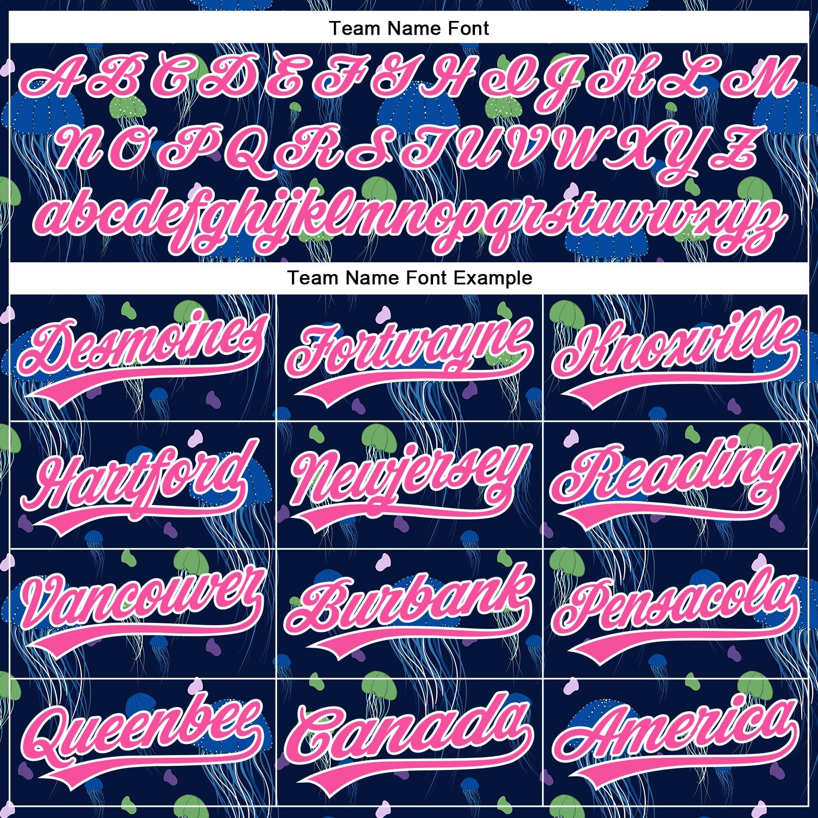 Custom Navy Pink-White 3D Pattern Design Jellyfish Authentic Baseball Jersey view 4