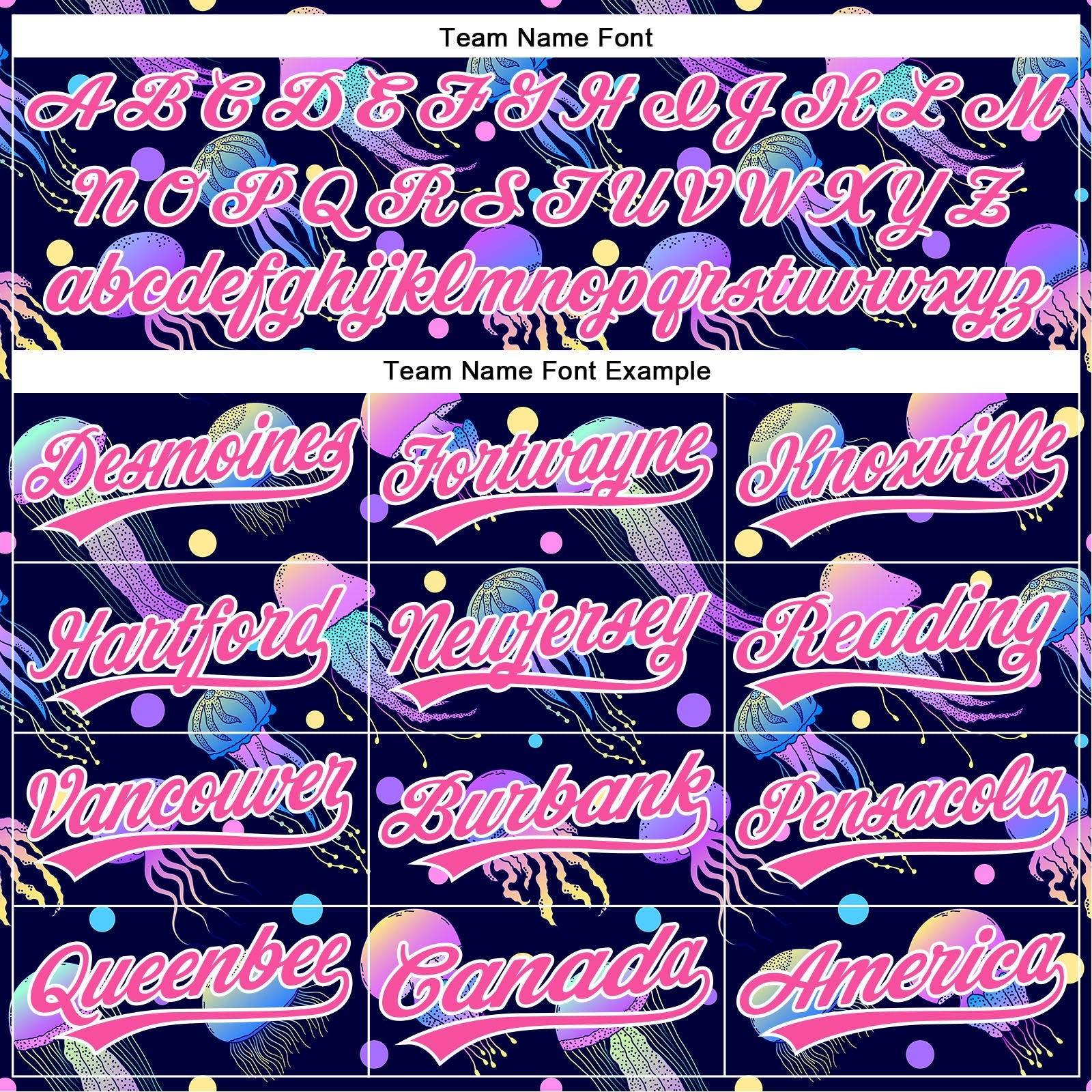 Custom Navy Pink-White 3D Pattern Design Colorful Cartoon Jellyfish Authentic Baseball Jersey view 4
