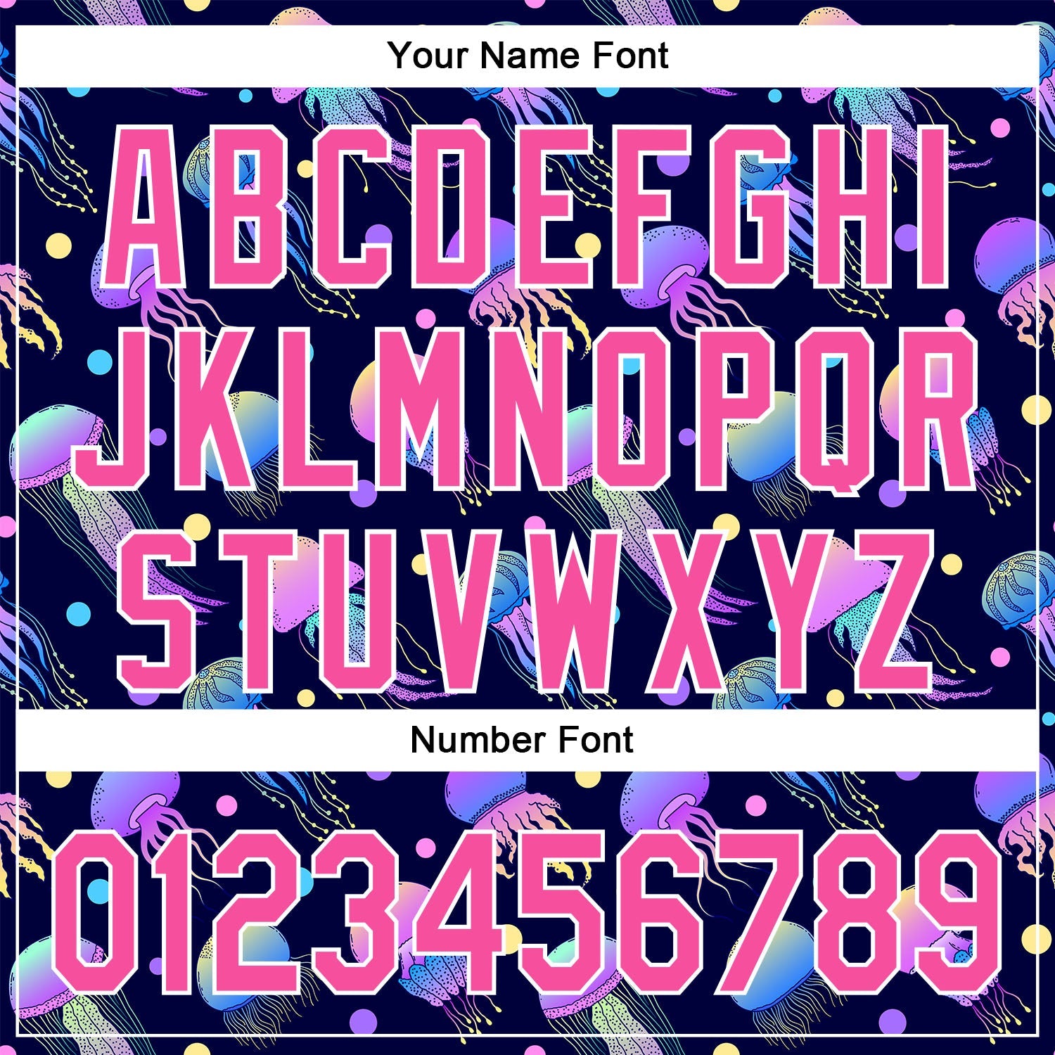 Custom Navy Pink-White 3D Pattern Design Colorful Cartoon Jellyfish Authentic Baseball Jersey view 5