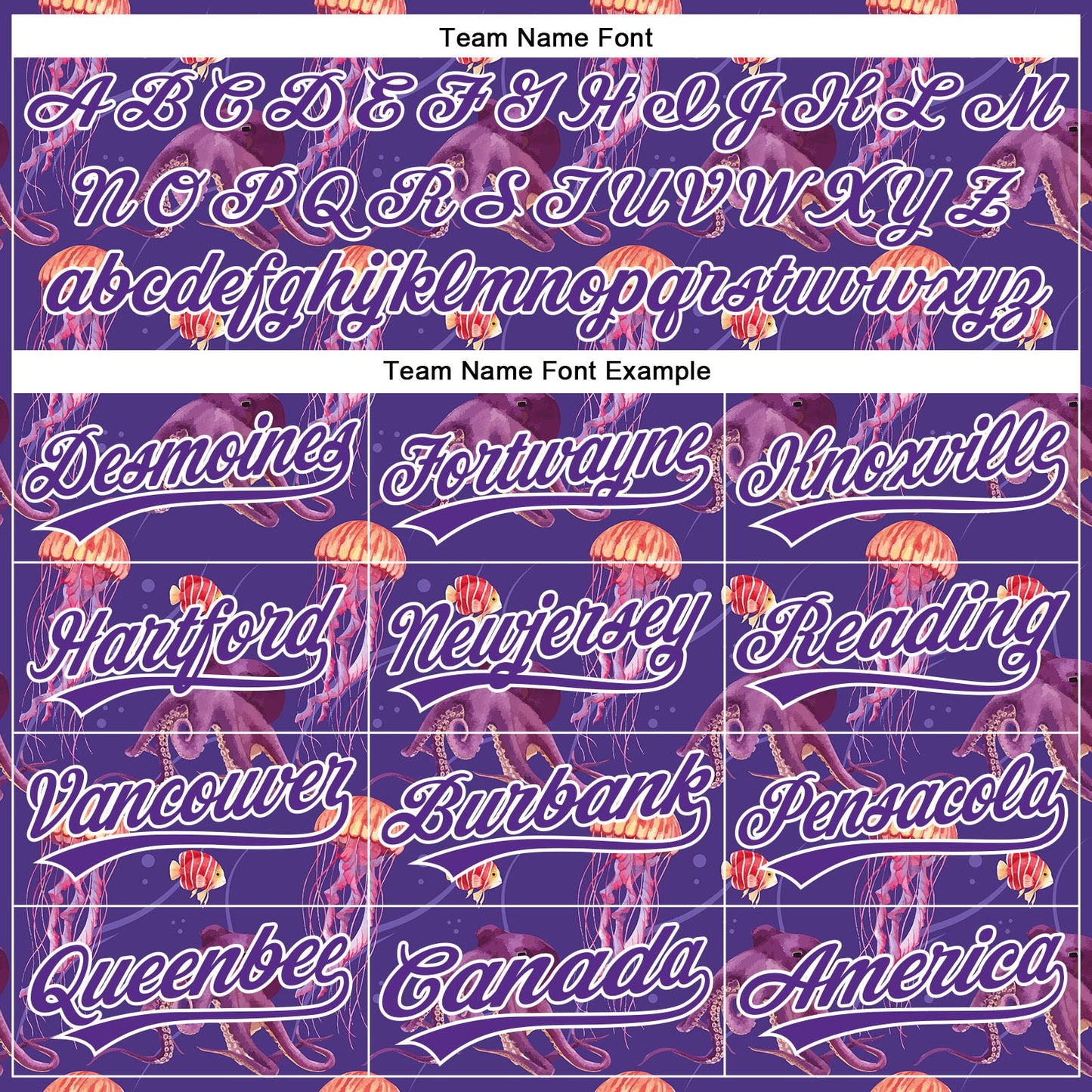 Custom Purple White 3D Pattern Design Jellyfish And Octopus Authentic Baseball Jersey view 4