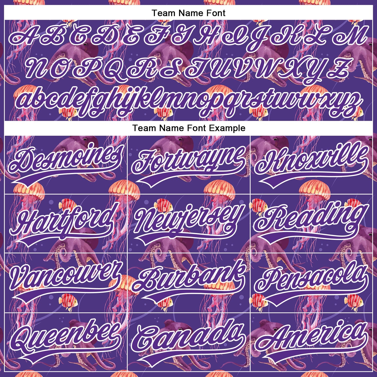 Custom Purple White 3D Pattern Design Jellyfish And Octopus Authentic Baseball Jersey view 4