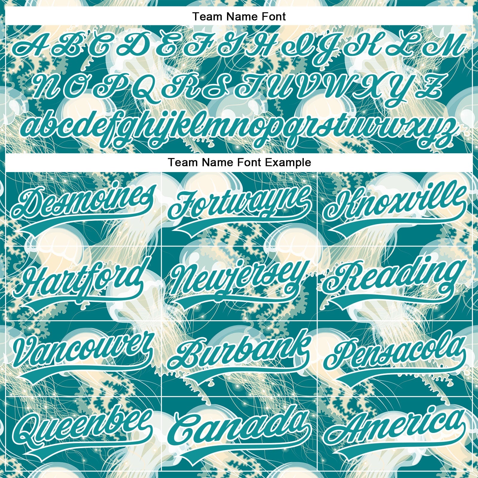 Custom Teal White 3D Pattern Design Jellyfish Authentic Baseball Jersey view 4