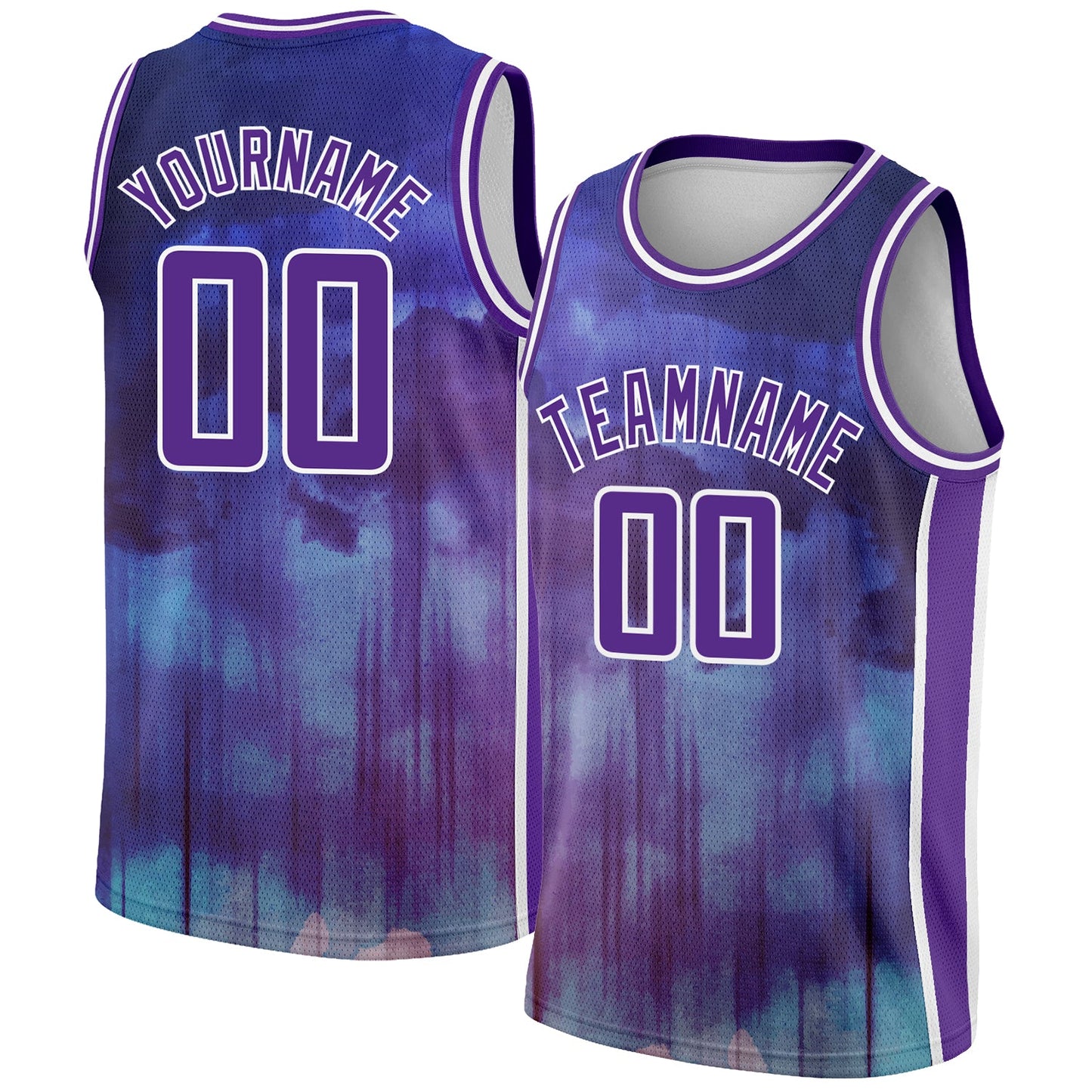 Custom Purple White Abstract Watercolor Monsoon Authentic City Edition Basketball Jersey - Main View