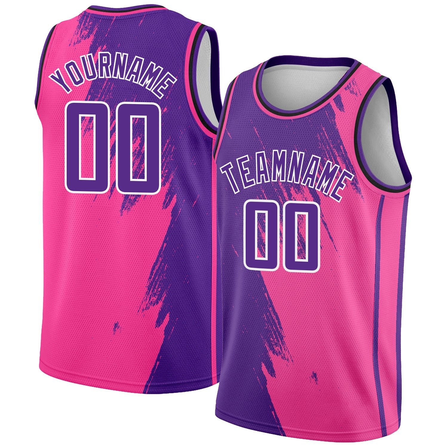 Custom Pink Purple-White Abstract Brush Splash Authentic City Edition Basketball Jersey - Main View