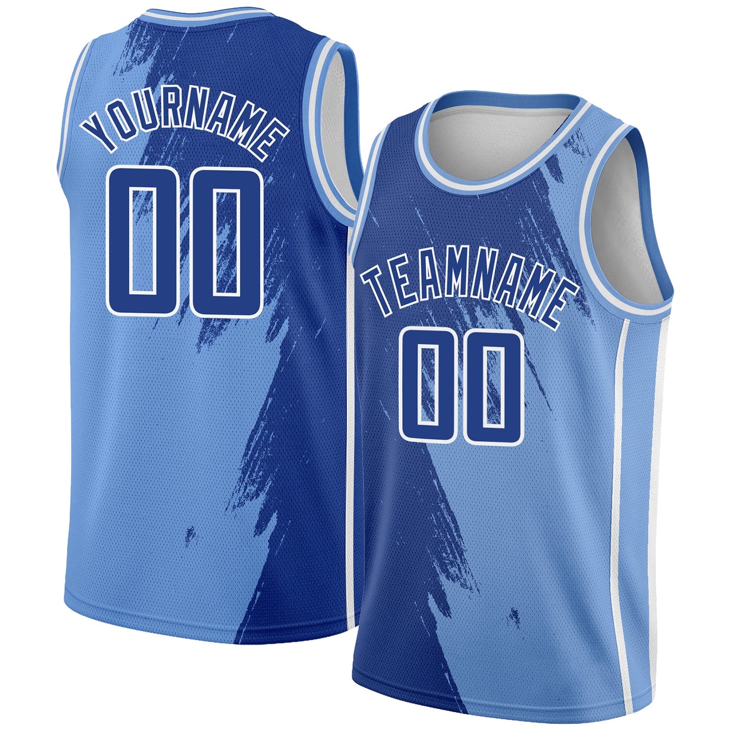 Custom Light Blue Royal-White Abstract Brush Splash Authentic City Edition Basketball Jersey - Main View