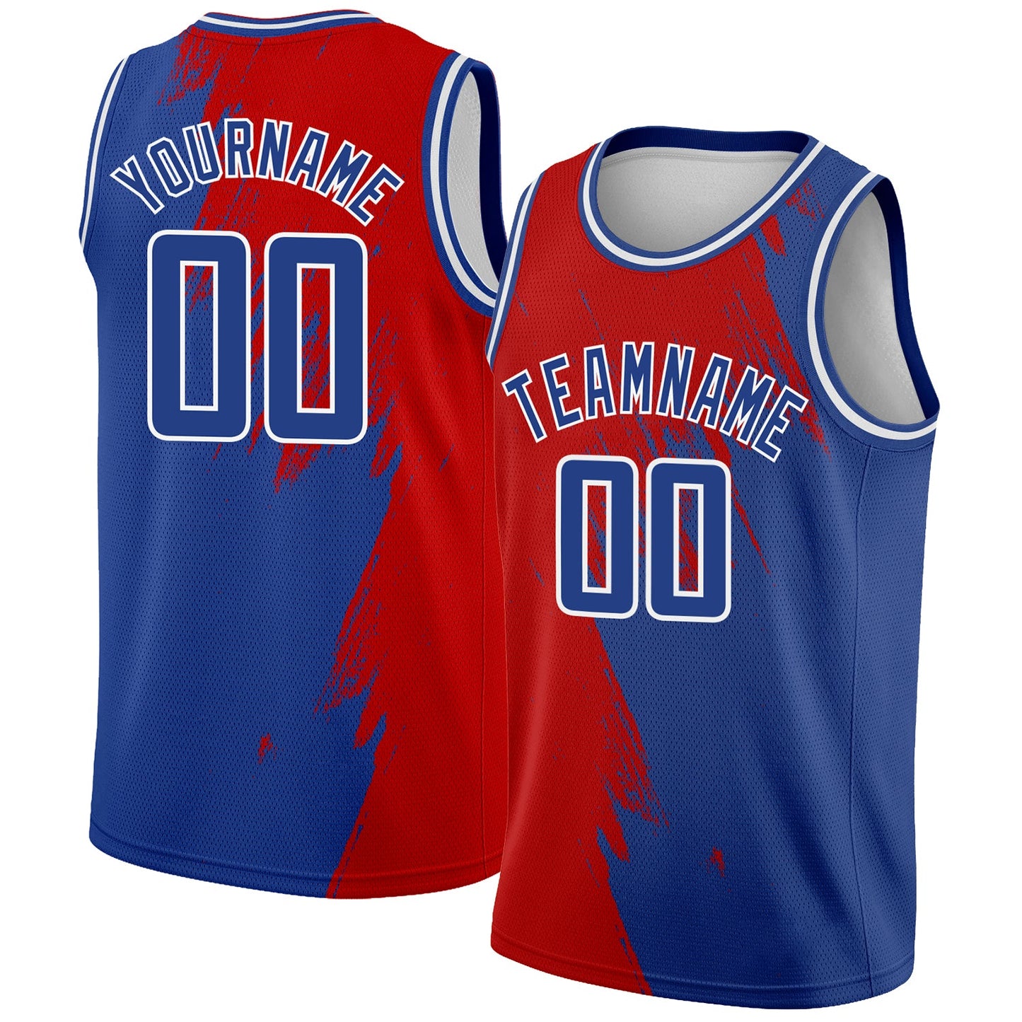 Custom Royal Red-White Abstract Brush Splash Authentic City Edition Basketball Jersey - Main View
