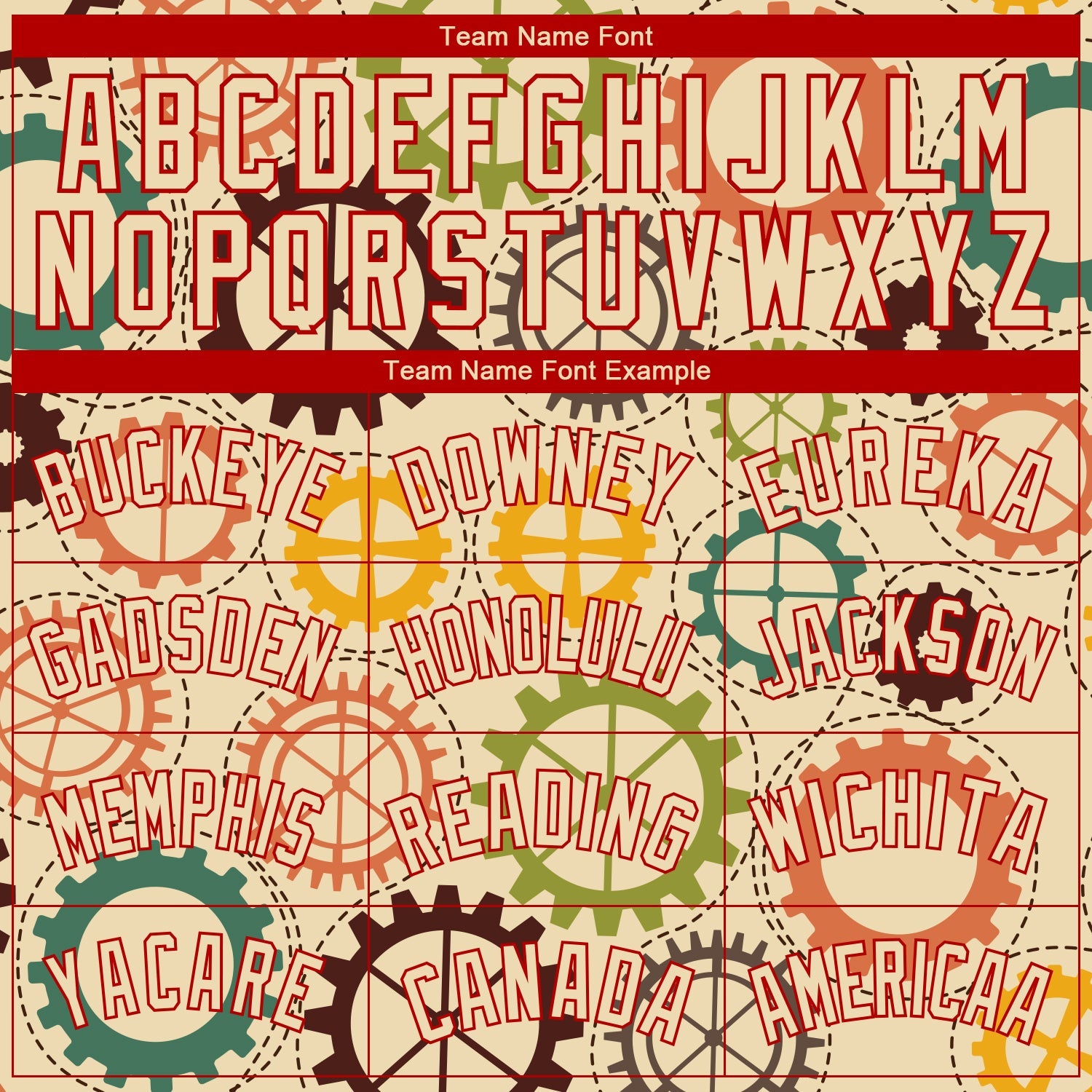 Custom Cream Red 3D Pattern Design Vintage Gears Authentic Basketball Jersey view 3