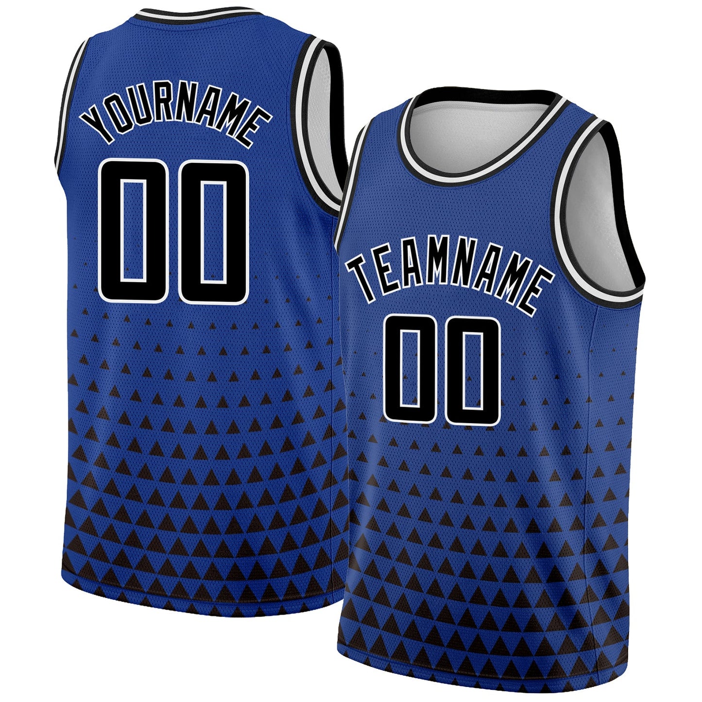 Custom Royal Black-White Triangle Shapes Authentic City Edition Basketball Jersey - Main View