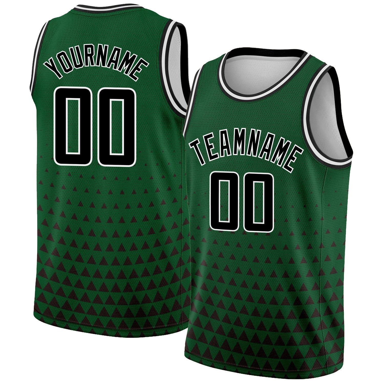 Custom Green Black-White Triangle Shapes Authentic City Edition Basketball Jersey - Main View