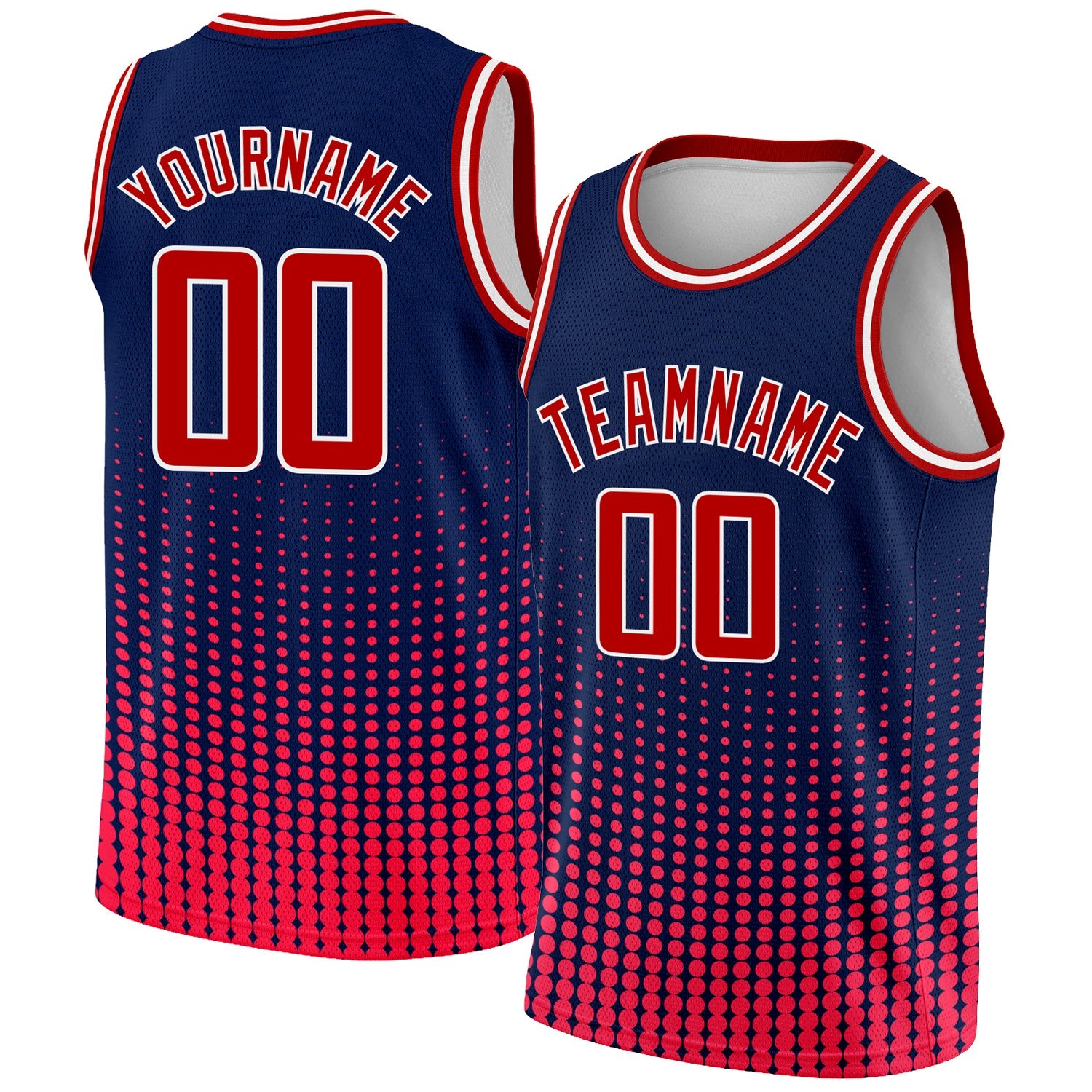 Custom Navy Red-White Halftone Authentic City Edition Basketball Jersey - Main View