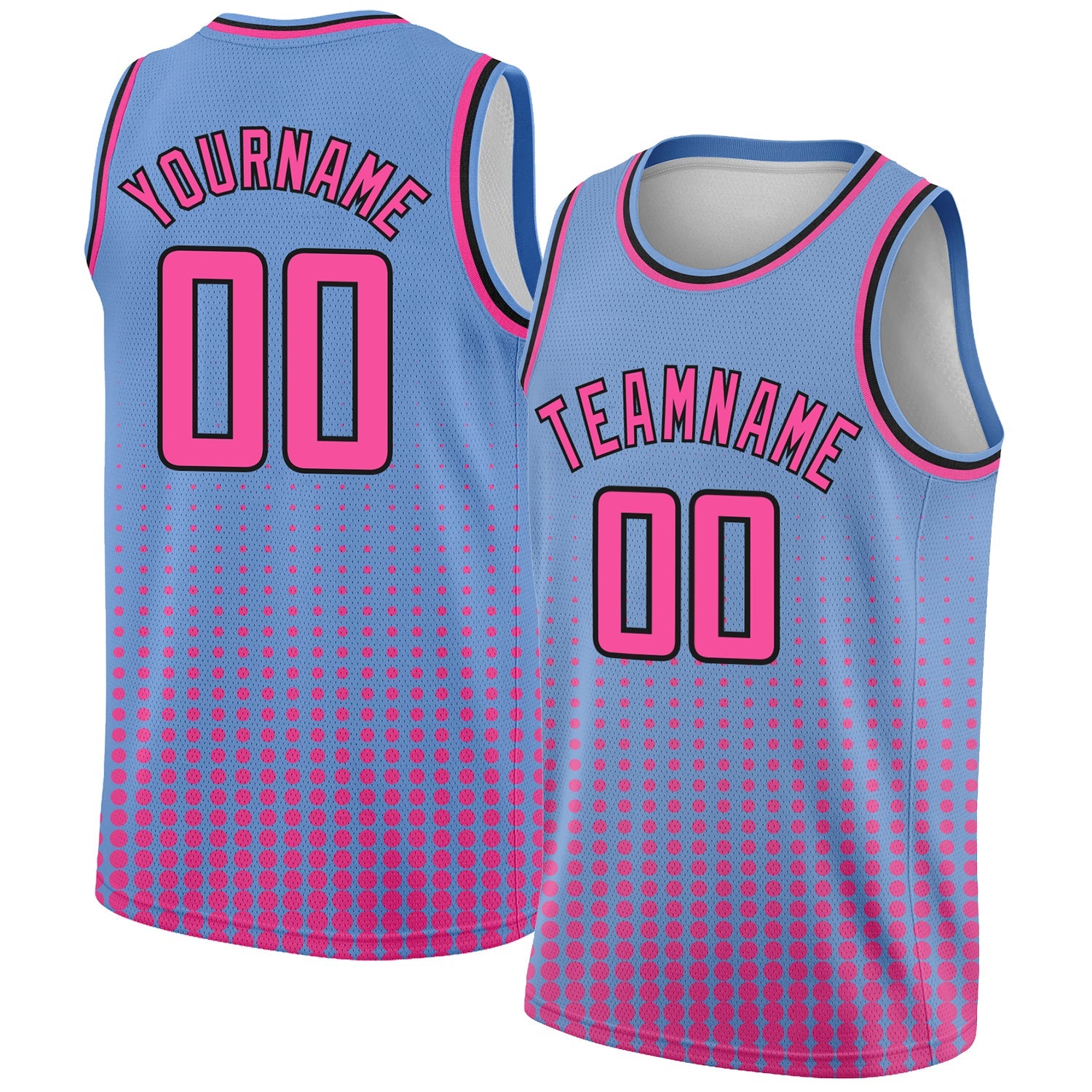 Custom Light Blue Pink-Black Halftone Authentic City Edition Basketball Jersey - Main View