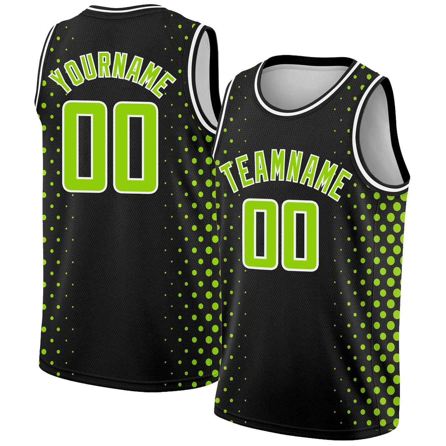 Custom Black Neon Green-White Halftone Authentic City Edition Basketball Jersey - Main View