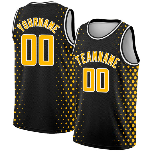 Custom Black Gold-White Halftone Authentic City Edition Basketball Jersey - Main View