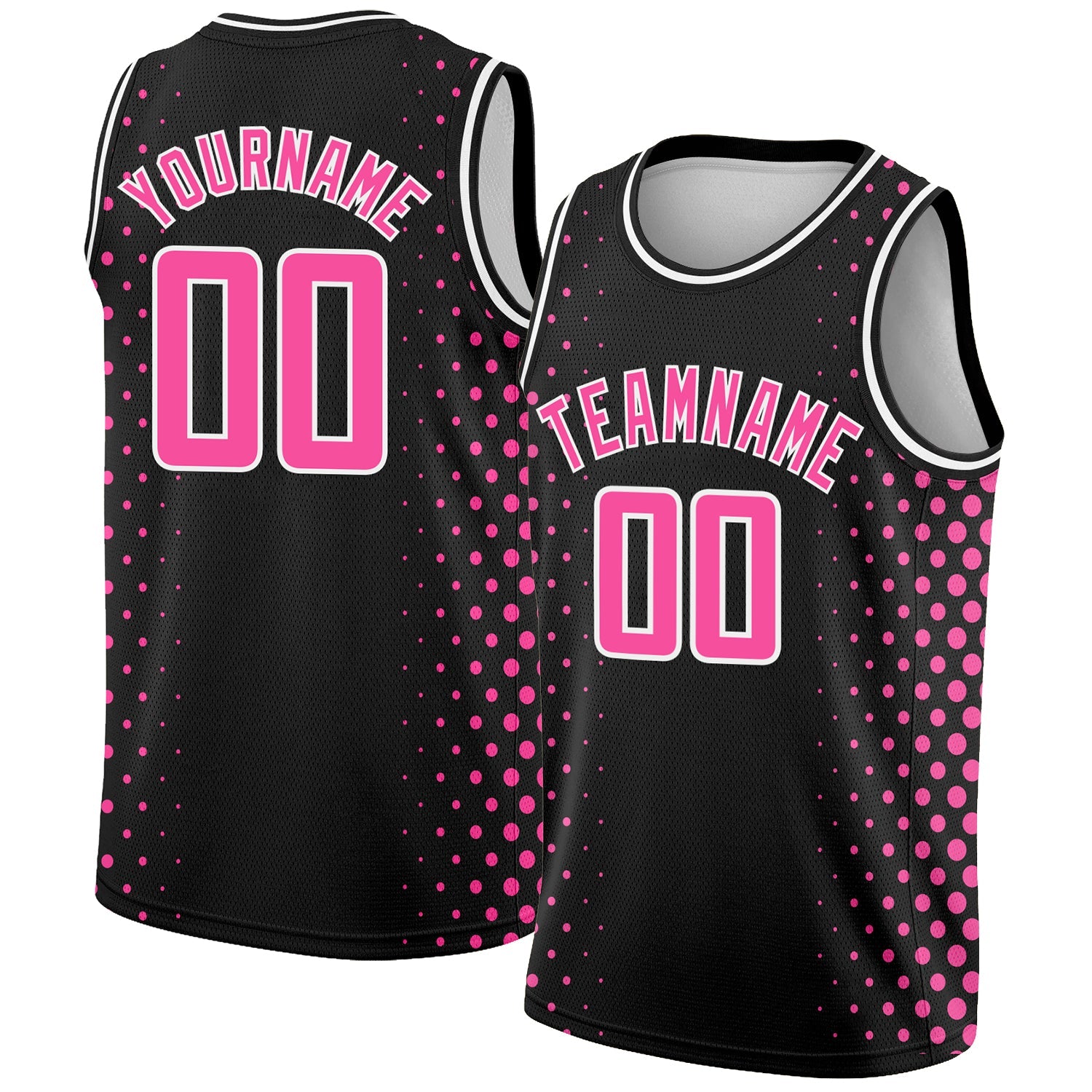 Custom Black Pink-White Halftone Authentic City Edition Basketball Jersey - Main View