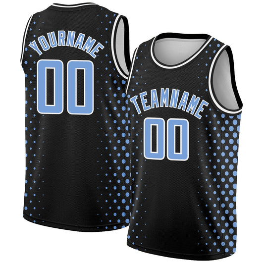 Custom Black Light Blue-White Halftone Authentic City Edition Basketball Jersey - Main View