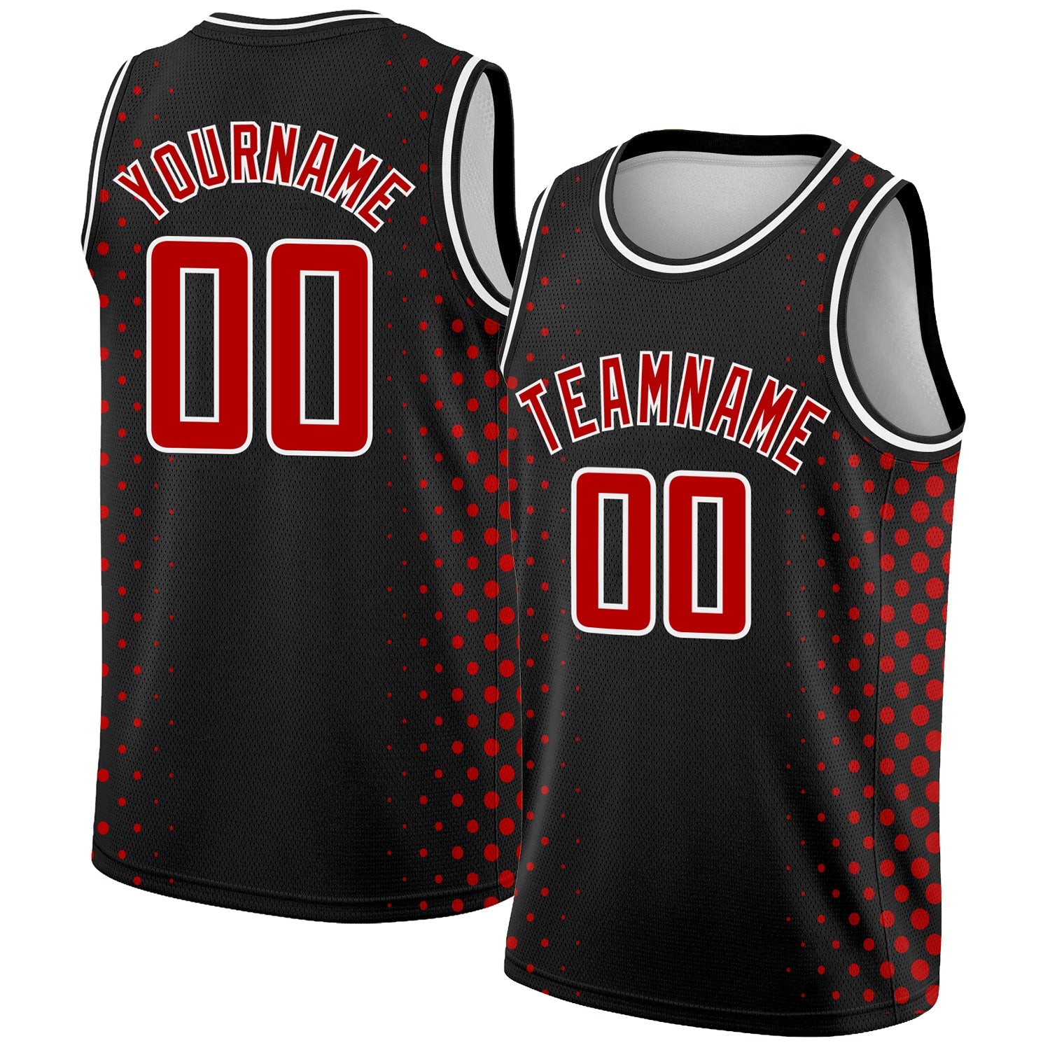 Custom Black Red-White Halftone Authentic City Edition Basketball Jersey - Main View
