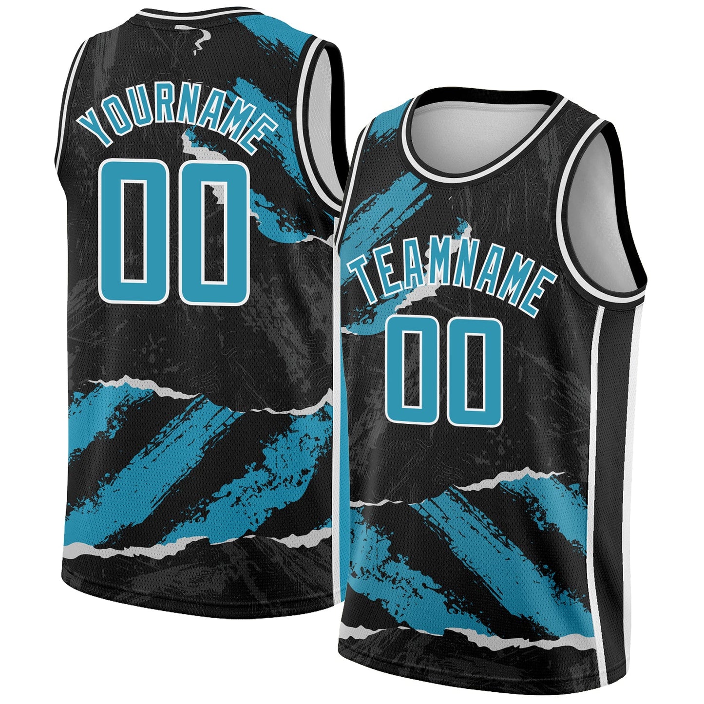 Custom Black Panther Blue-White 3D Pattern Design Torn Paper Style Authentic Basketball Jersey - Main View