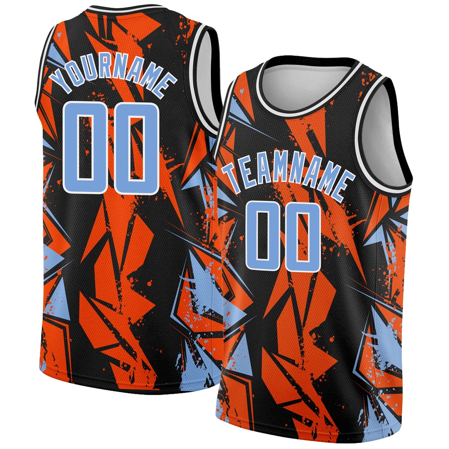 Custom Black Light Blue-Orange 3D Pattern Design Geometric Shapes Authentic Basketball Jersey - Main View