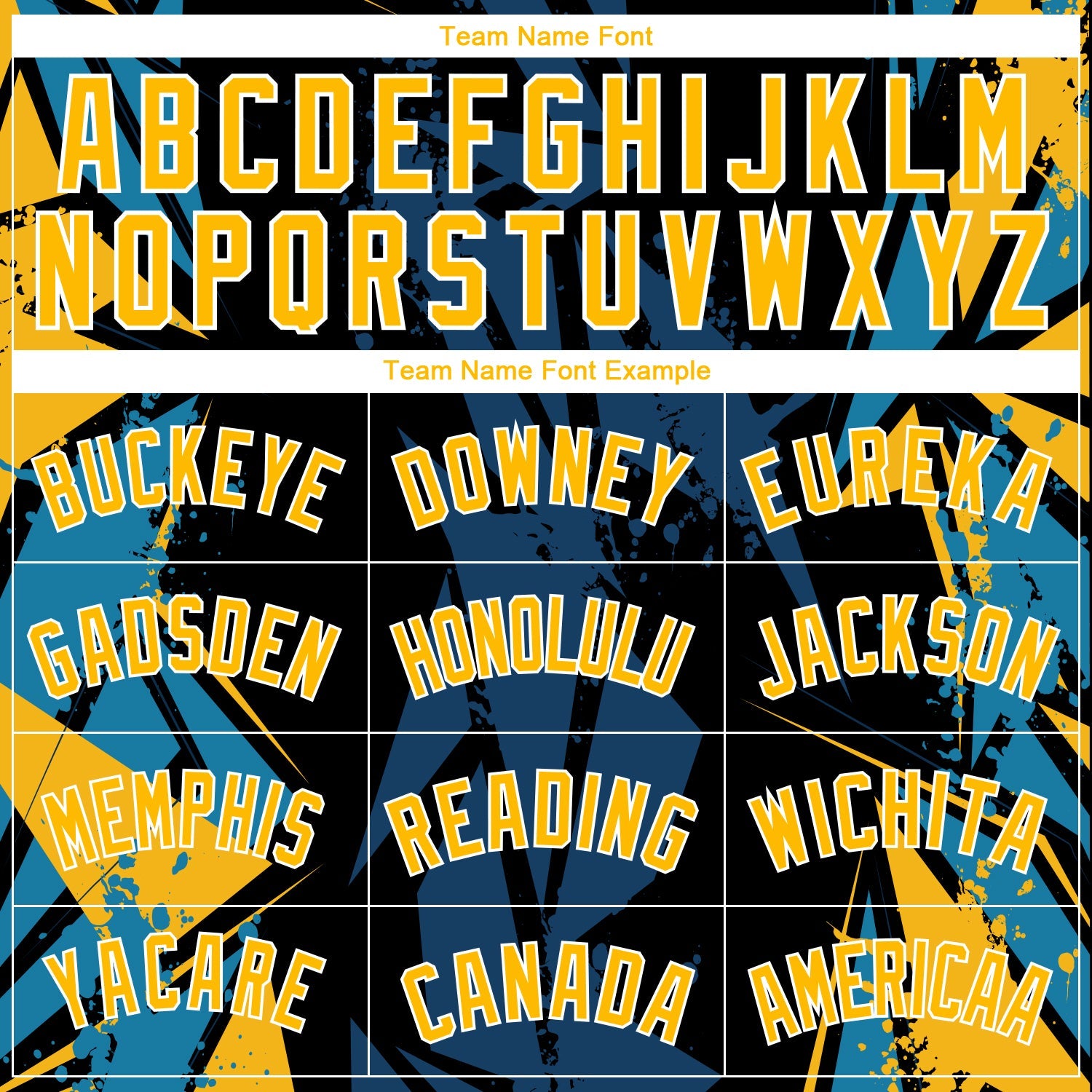 Custom Black Gold-Blue 3D Pattern Design Geometric Shapes Authentic Basketball Jersey view 3