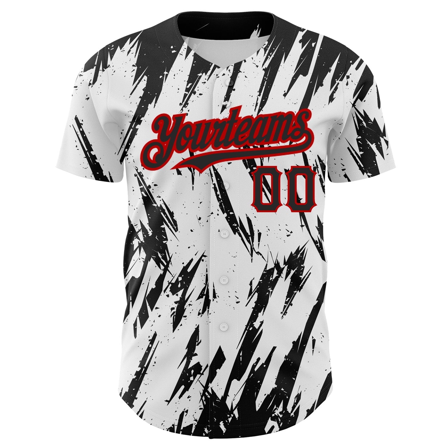 Custom White Black-Red 3D Pattern Design Abstract Sharp Shape Authentic Baseball Jersey view 2
