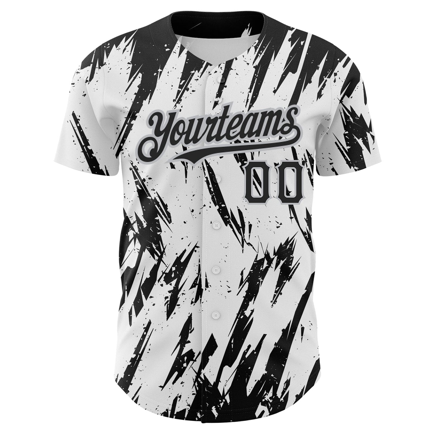 Custom White Black-Gray 3D Pattern Design Abstract Sharp Shape Authentic Baseball Jersey view 2