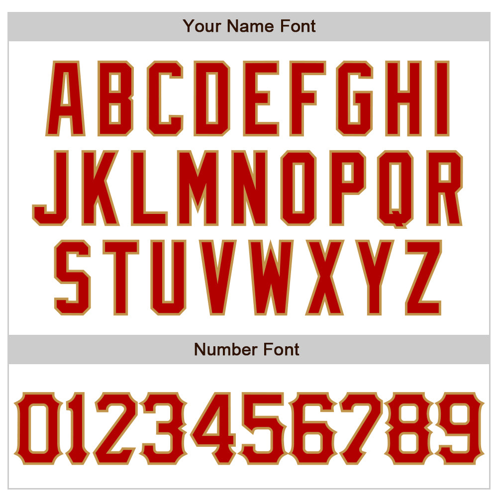 Custom White Red-Old Gold 3D Pattern Design Abstract Sharp Shape Authentic Baseball Jersey view 5