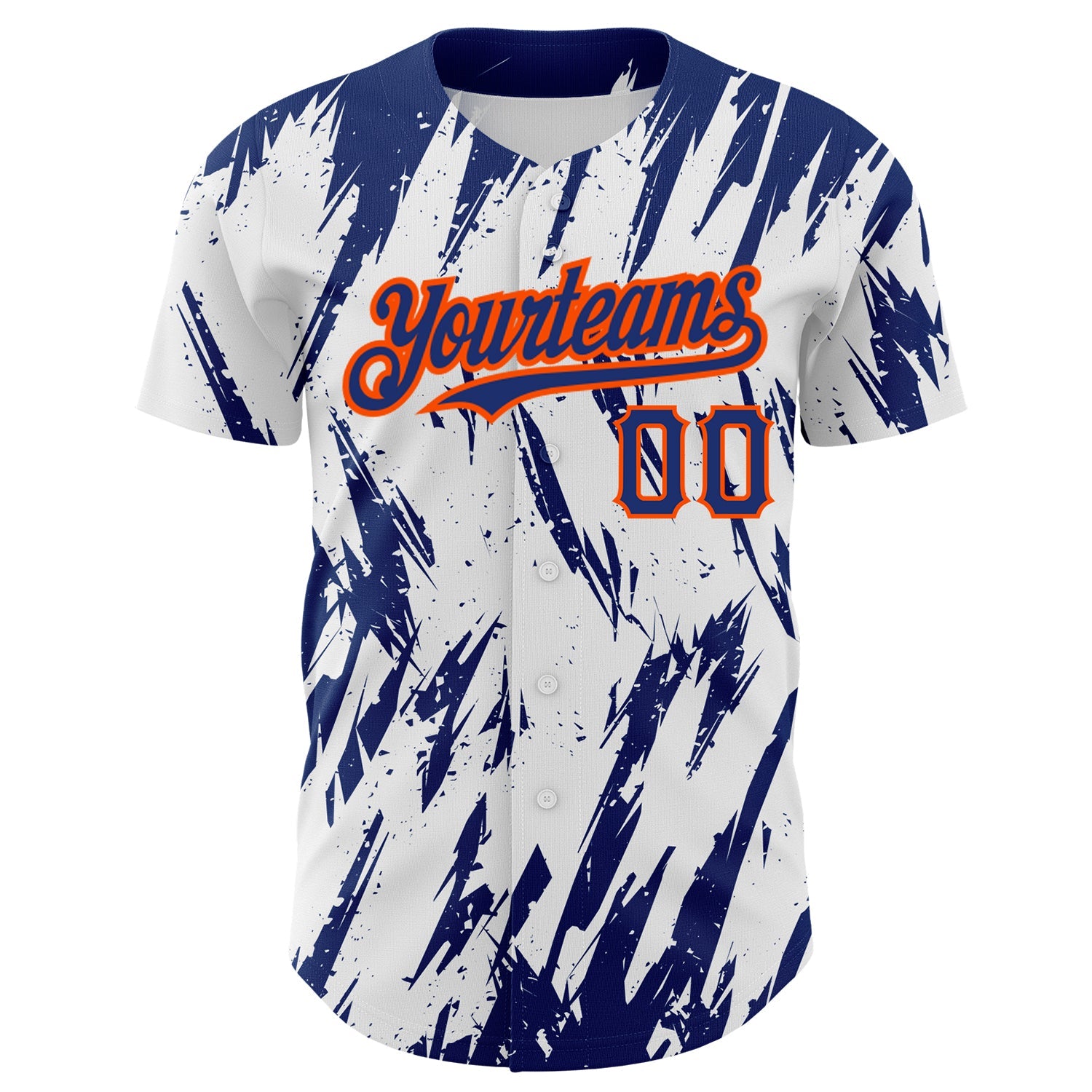 Custom White Royal-Orange 3D Pattern Design Abstract Sharp Shape Authentic Baseball Jersey view 2