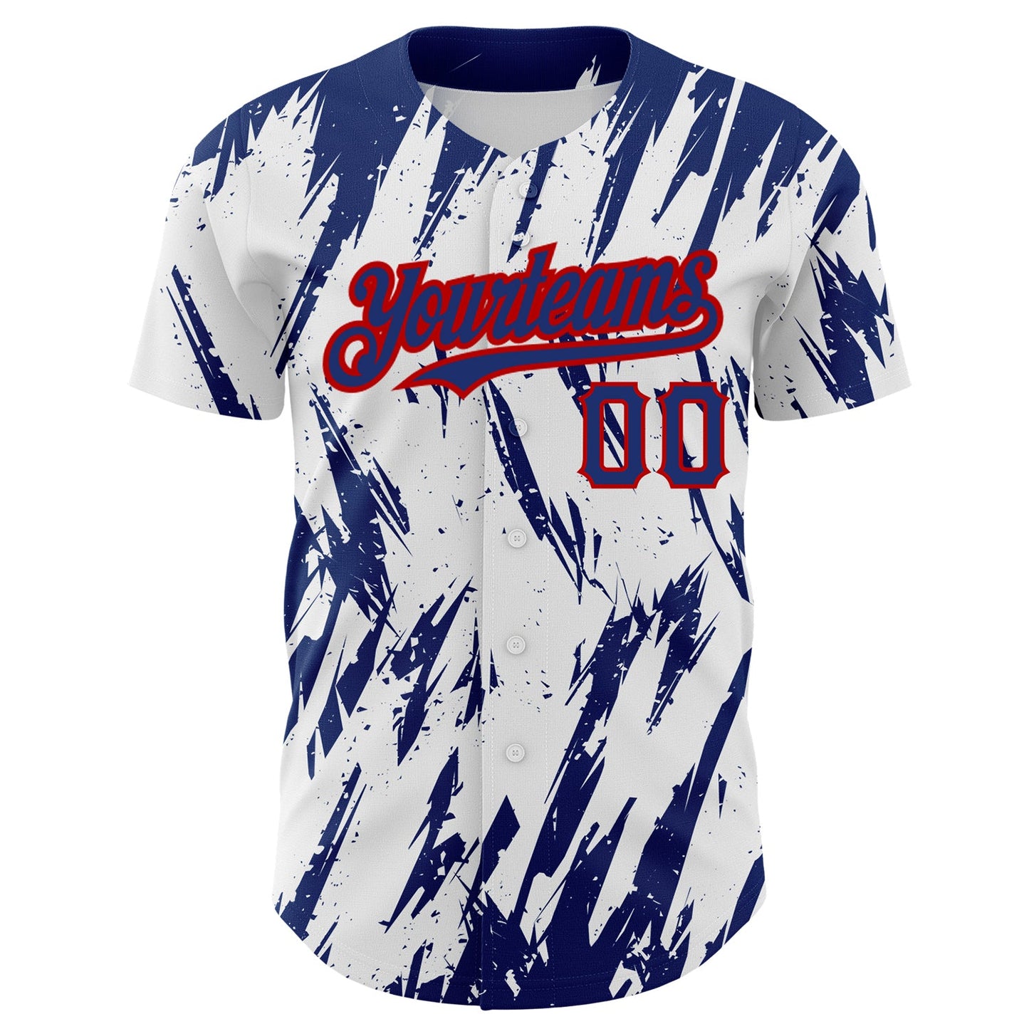 Custom White Royal-Red 3D Pattern Design Abstract Sharp Shape Authentic Baseball Jersey view 2