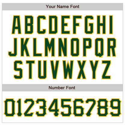 Custom White Green-Gold 3D Pattern Design Abstract Sharp Shape Authentic Baseball Jersey view 5