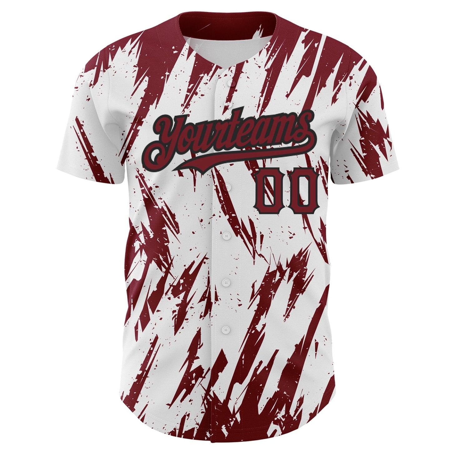 Custom White Crimson-Black 3D Pattern Design Abstract Sharp Shape Authentic Baseball Jersey view 2