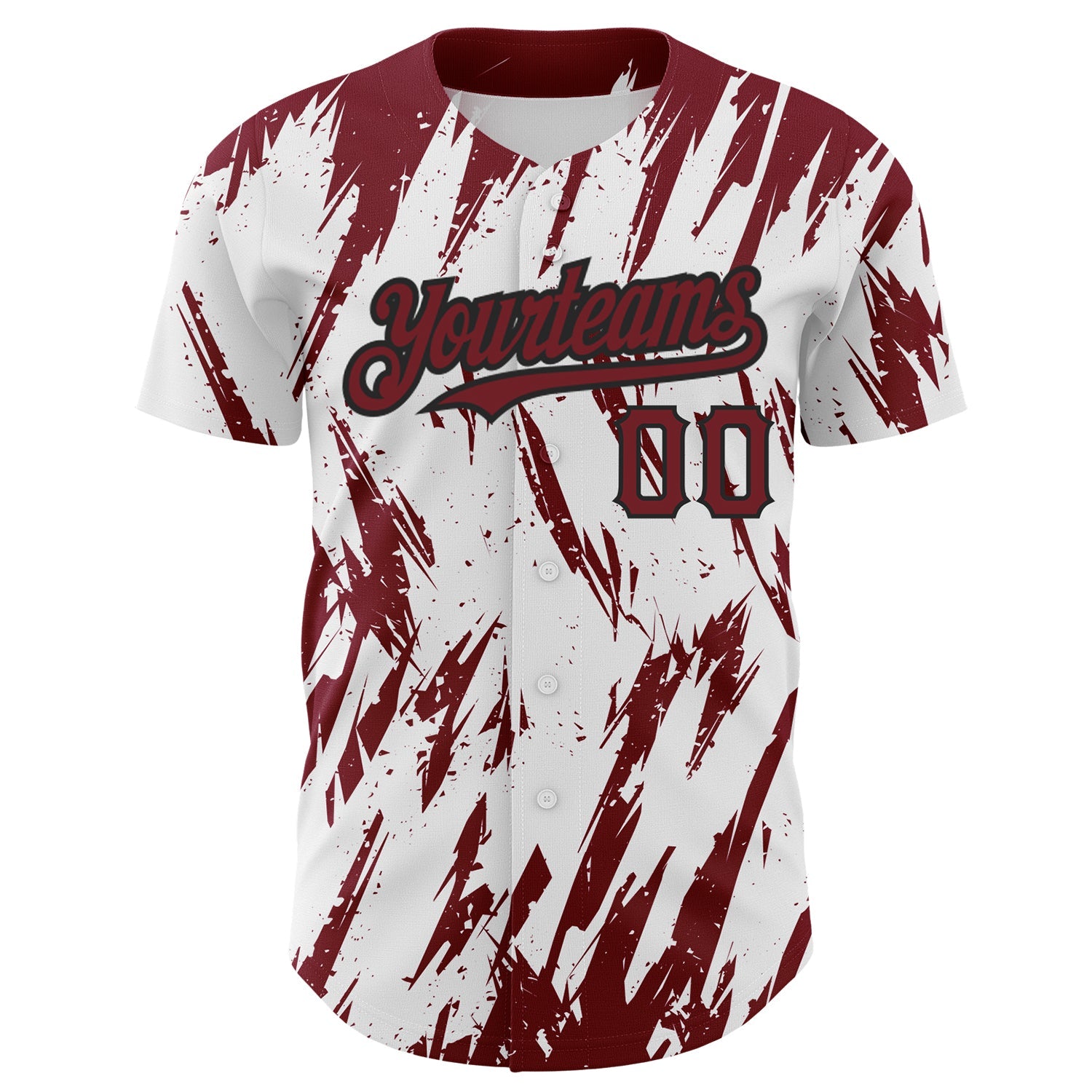 Custom White Crimson-Black 3D Pattern Design Abstract Sharp Shape Authentic Baseball Jersey view 2