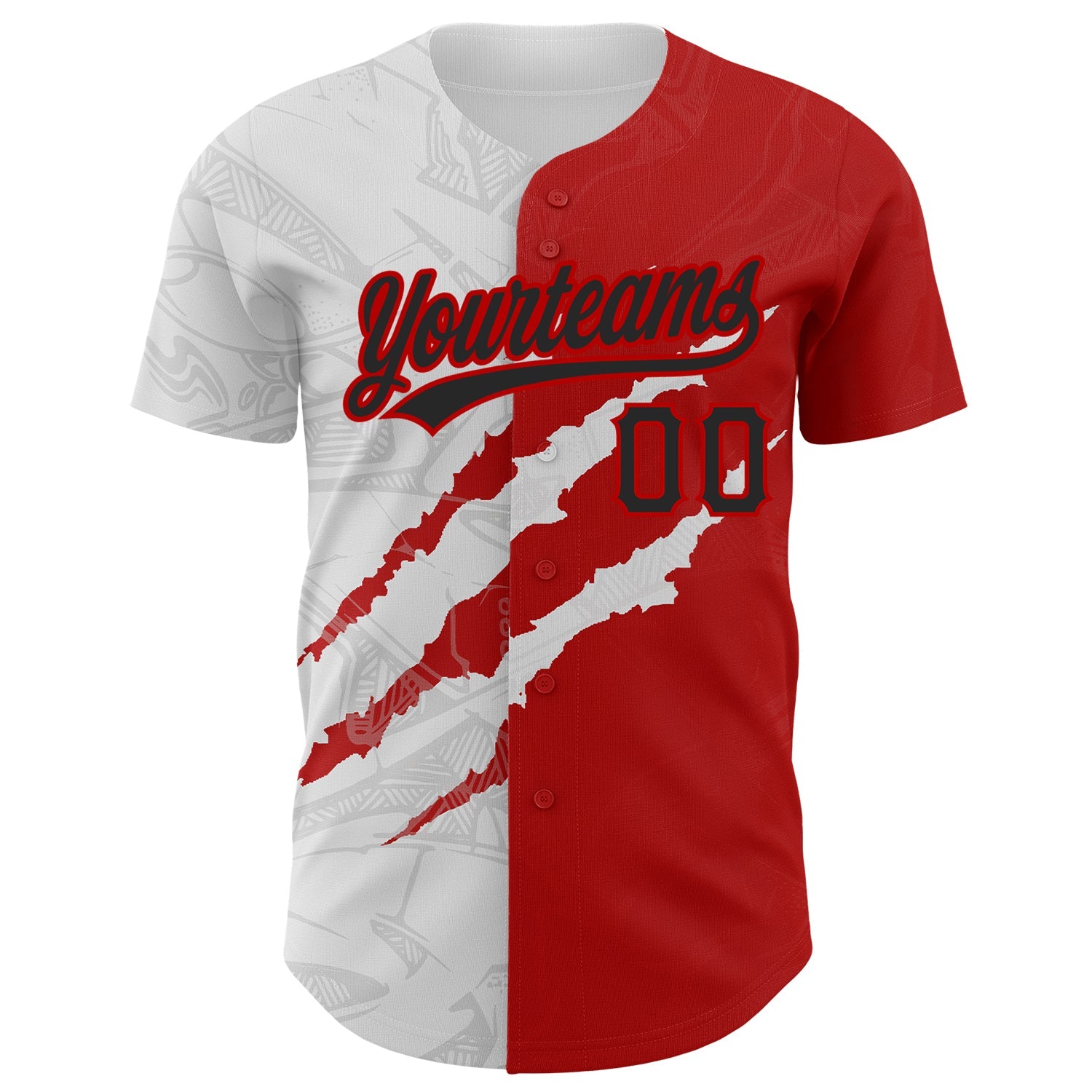 Custom Graffiti Pattern Black-Red 3D Scratch Authentic Baseball Jersey view 2