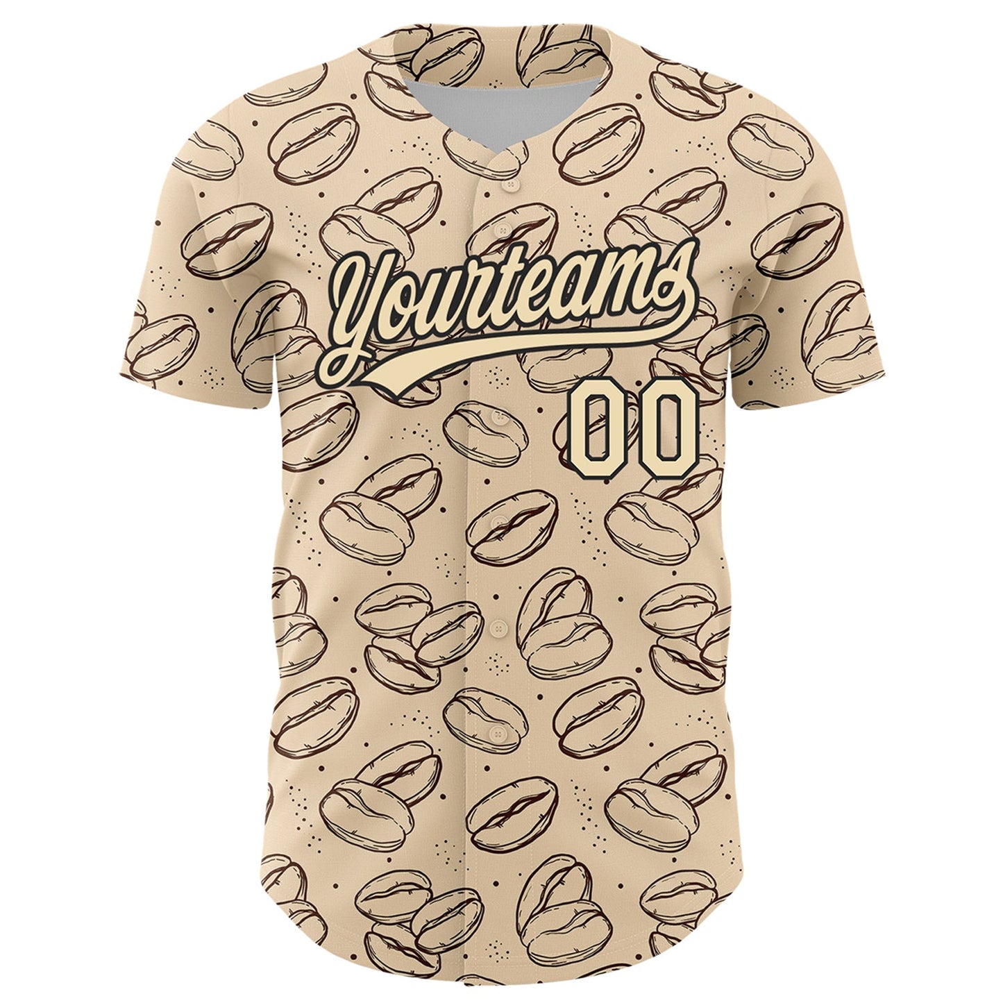 Custom City Cream Black 3D Pattern Design International Coffee Day Authentic Baseball Jersey view 2