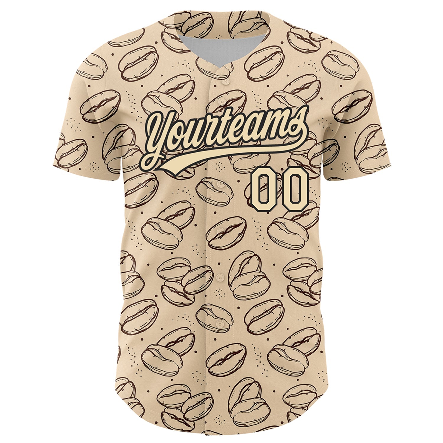 Custom City Cream Black 3D Pattern Design International Coffee Day Authentic Baseball Jersey view 2