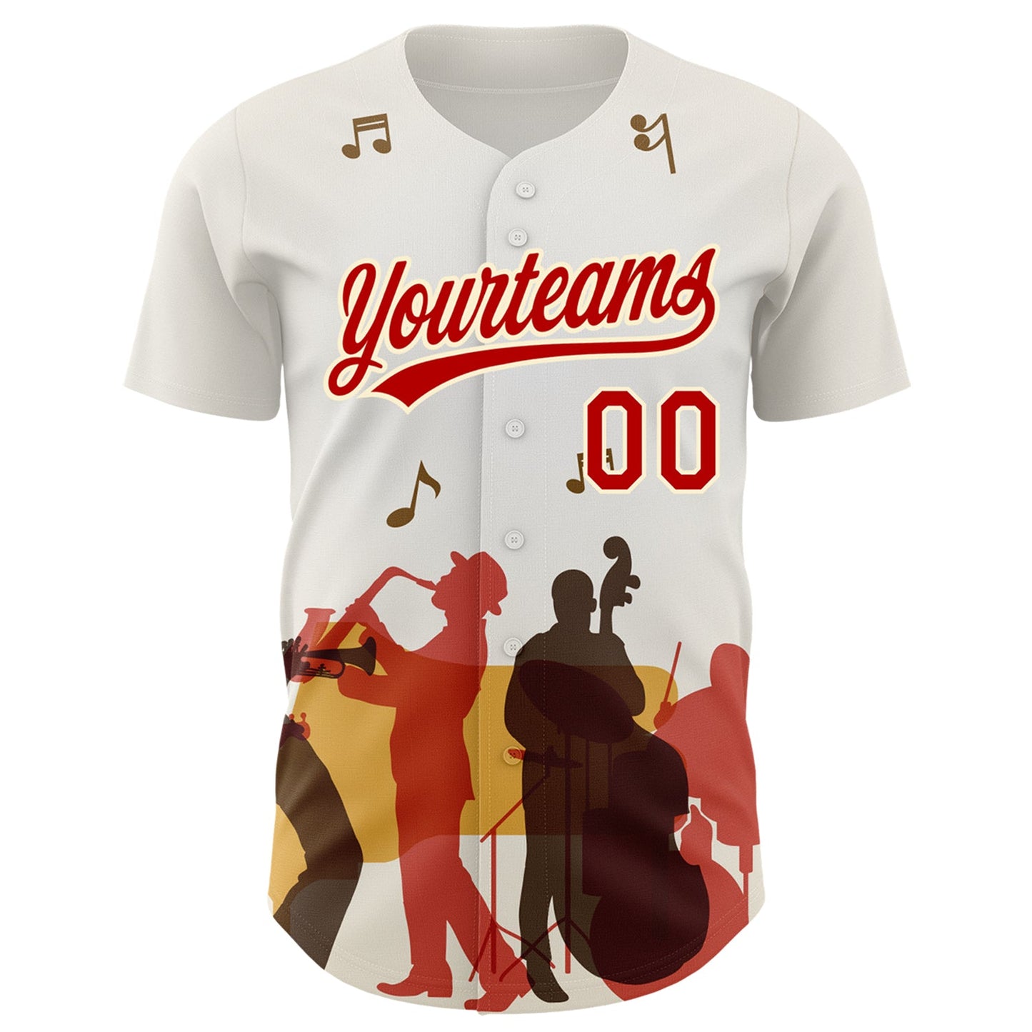 Custom White Red-Cream 3D Pattern Design International Jazz Day Authentic Baseball Jersey view 2